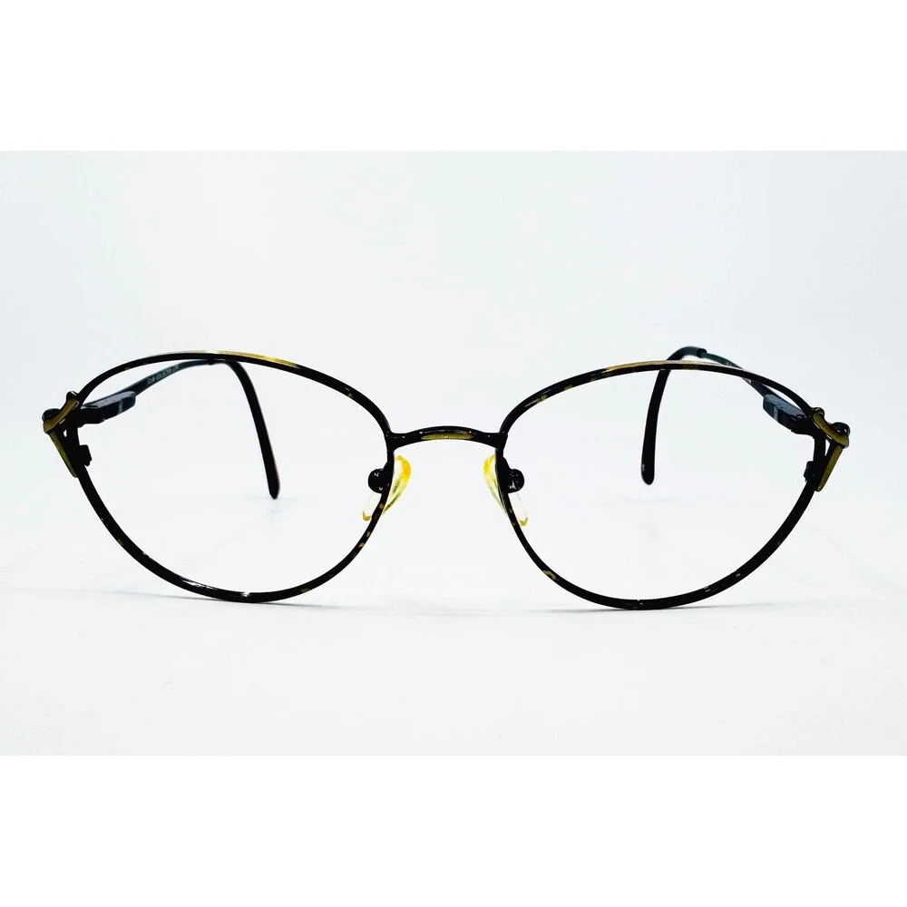 Club Collection Eyeglasses Women Black Gold Oval LC100 50-18-135